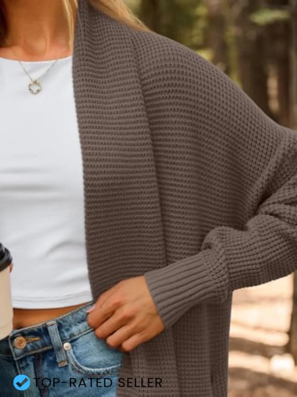 Oversized Long Cardigan Sweater Open Front Chunky Knit Winter Coat Elegant - Picture 5 of 7